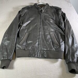 Members Only Leather Jacket Mens 44L Black Pilot Motorcycle‎ 80s Size 44 Vintage